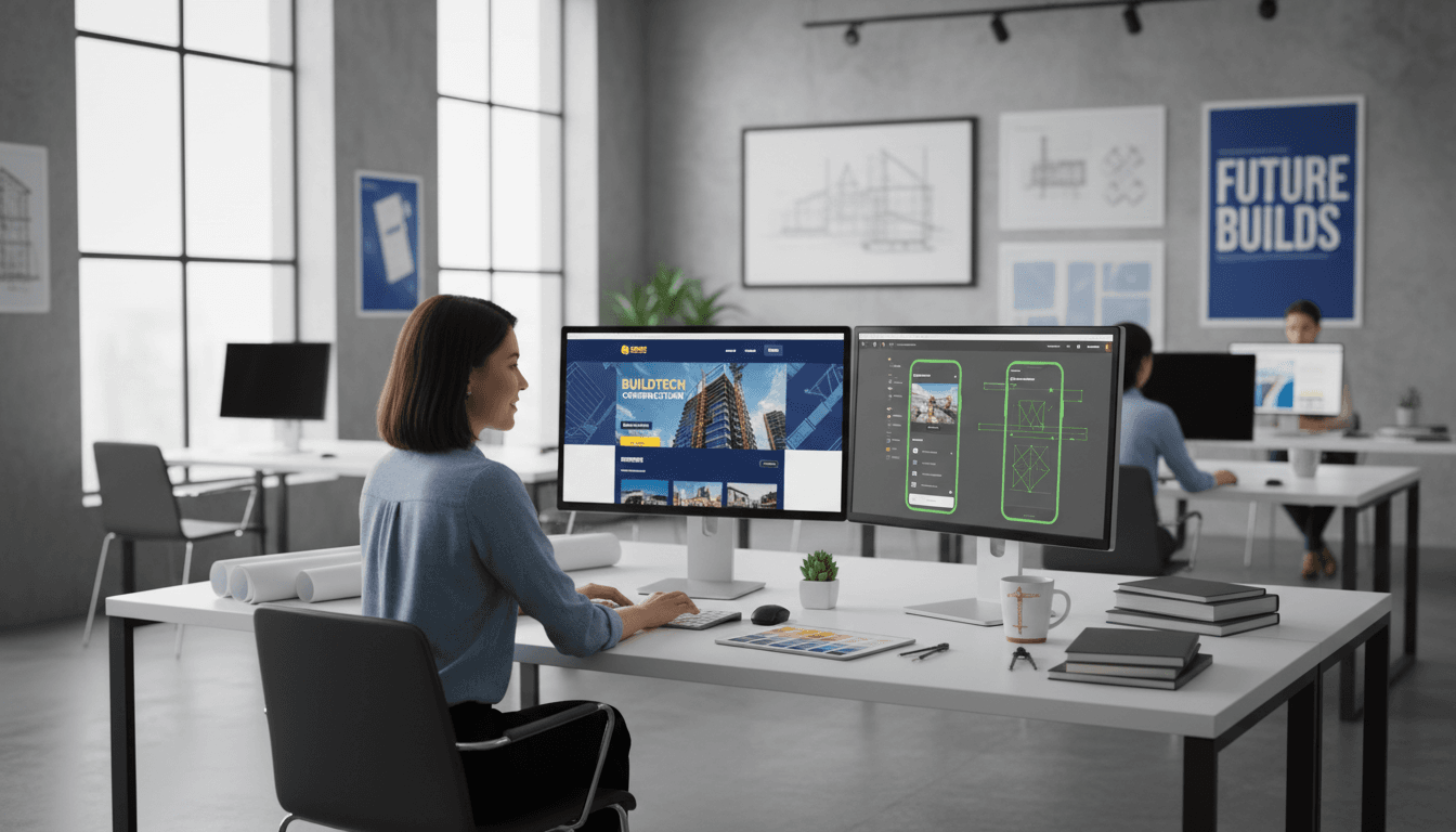 Web designer building custom website on computer