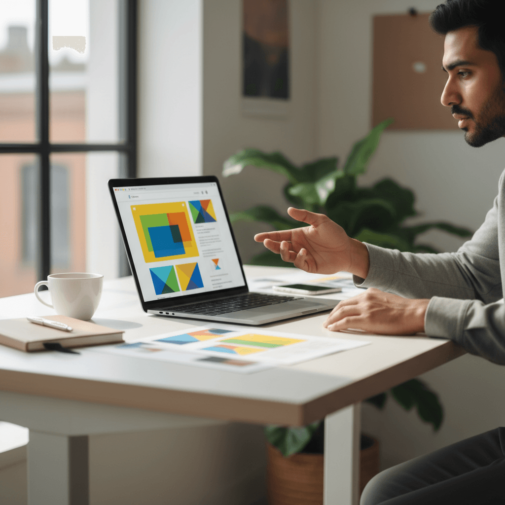 Web designer creating website on laptop
